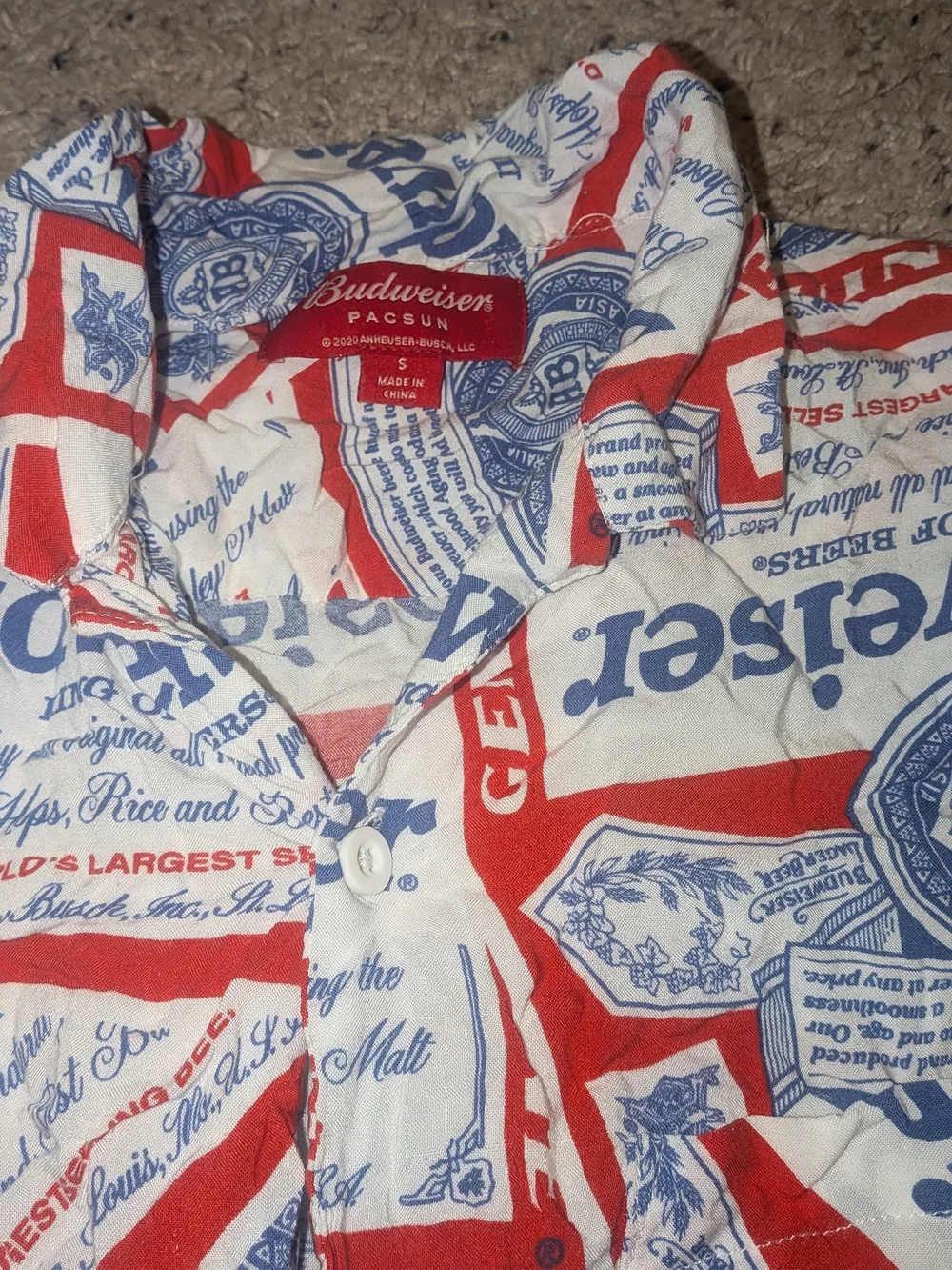 PacSun Budweiser Logo Button-Down Shirt Rare Women's Small S Great Condition
